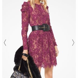 MICHAEL KORES Scalloped Corded Floral Lace Dress